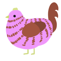 A lavender and russet chicken with a bar pattern
