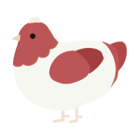 A white and red chicken with a head pattern
