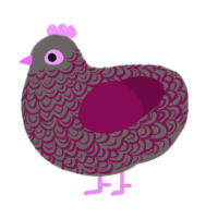 A grey and wine chicken with a double-lace pattern