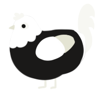 A sable and white chicken with a head pattern
