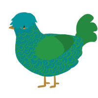 (unnamed), a teal and viridian chicken with a double-lace pattern