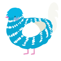 A cerulean and white chicken with a bar pattern