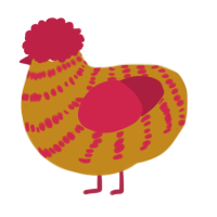 A ochre and crimson chicken with a bar pattern