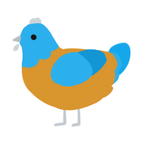 A orange and sky chicken with a head pattern