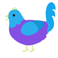free, a blurple and sky chicken with a head pattern