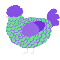 A spring and blurple chicken with a lace pattern