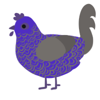 A indigo and grey chicken with a double-lace pattern