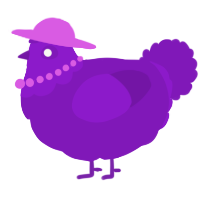 A violet chicken with a head pattern