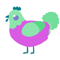 A orchid and spring chicken with a head pattern