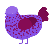 A blurple and wine chicken with a speckle pattern
