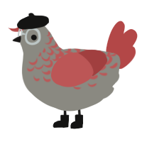 A ash and red chicken with a half-lace pattern