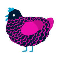 A tumblr and fuchsia chicken with a lace pattern