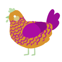 A orange and plum chicken with a lace pattern