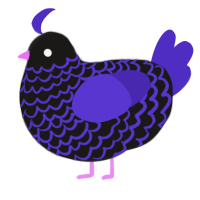 A sable and indigo chicken with a lace pattern