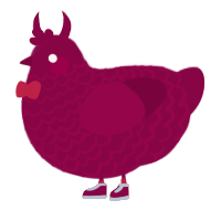 A maroon chicken with a lace pattern