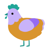 A orange and lilac chicken with a head pattern