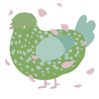 A grass and mint chicken with a speckle pattern