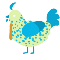 Dan, a apple and cerulean chicken with a speckle pattern