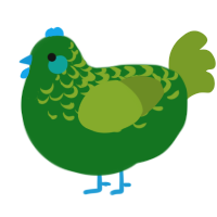 A leaf and chartreuse chicken with a half-lace pattern