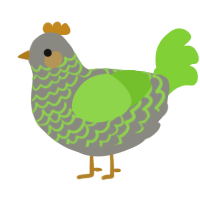 A ash and grass chicken with a lace pattern