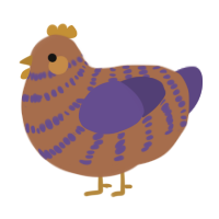 Chicken Named Finger, a brown and overcast chicken with a bar pattern