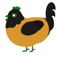 Chrysoberyl, a orange and sable chicken with a head pattern