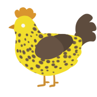 DK Hoard, a yellow and bark chicken with a speckle pattern