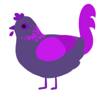 A overcast and amethyst chicken with a neck-speckle pattern