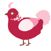 A crimson and rose chicken with a neck-speckle pattern