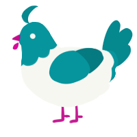 (unnamed), a white and teal chicken with a head pattern