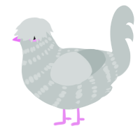 A silver chicken with a bar pattern