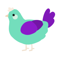 A mint and violet chicken