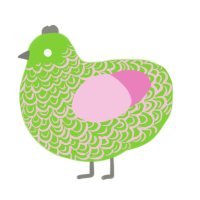A grass and pink chicken with a double-lace pattern
