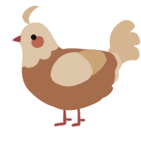 Cinnabon, a brown and beige chicken with a head pattern