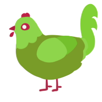 A chartreuse and grass chicken with a head pattern