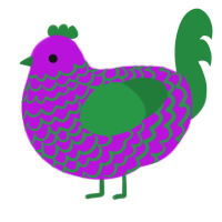 A amethyst and viridian chicken with a lace pattern
