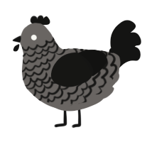 A grey and black chicken with a lace pattern