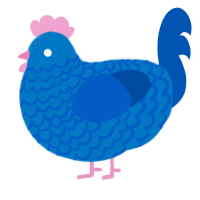 Blue Dabadedabadie, a sapphire and ultramarine chicken with a lace pattern