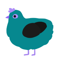 this is a surprise, a teal and sable chicken