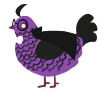Count von Count, a violet and sable chicken with a lace pattern