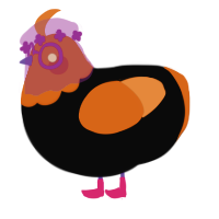 Planchette, a white and sky chicken with a head pattern