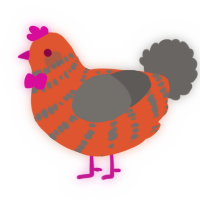 A vermilion and grey chicken with a bar pattern