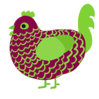 A maroon and grass chicken with a lace pattern