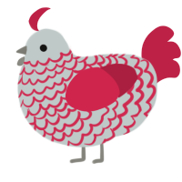 Ezio, a silver and crimson chicken with a lace pattern