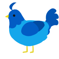 Birb Bath, a sky and ultramarine chicken with a head pattern