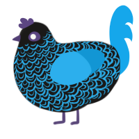A sable and sky chicken with a double-lace pattern