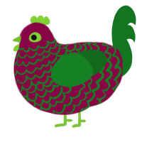 A maroon and leaf chicken with a lace pattern