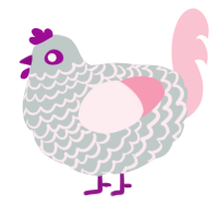 A silver and rose chicken with a lace pattern