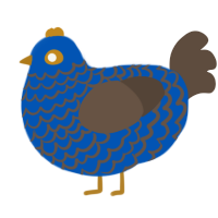 A ultramarine and bark chicken with a lace pattern