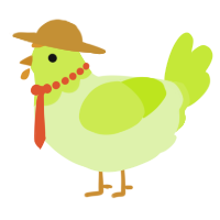 A apple and lime chicken with a head pattern